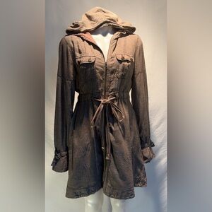 Free People Brown Hooded Utility Jacket